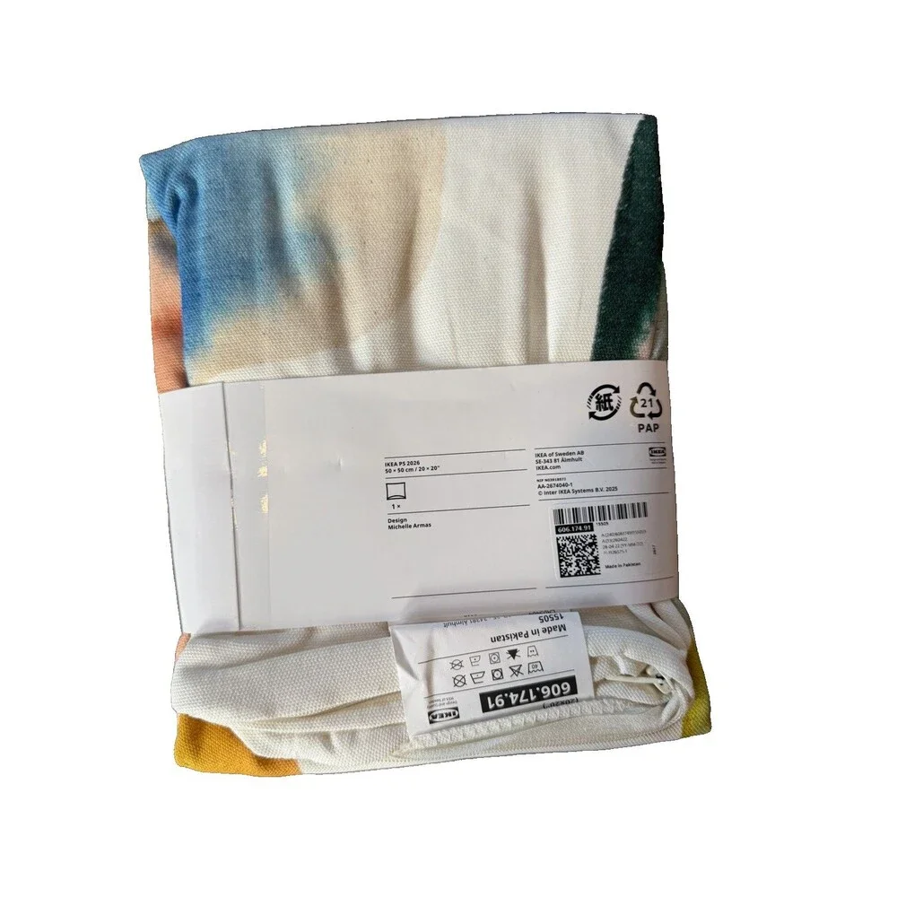 Ikea PS 2026 Cushion cover, white/multicolor, 20x20